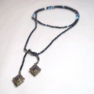 HEIDI DAUS Necklace Crystal Trilo Beaded Lariat New $259 Layering Tanzanite